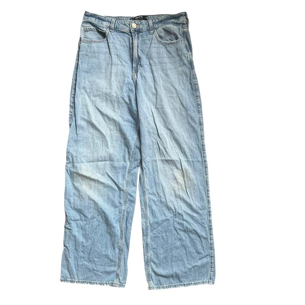 Hollister jeans women ultra high rise baggy light wash denim 90’s style size 12R